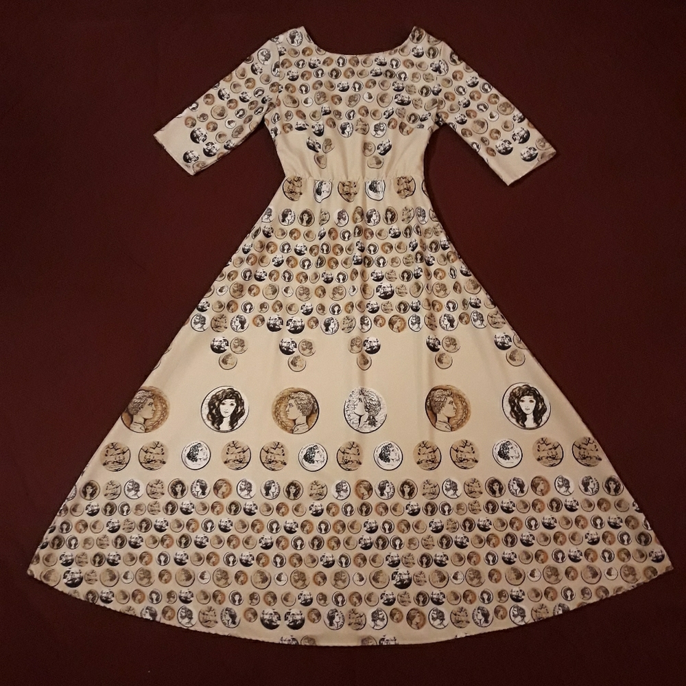 Vintage 70s/80s Novelty Print Coin Dress